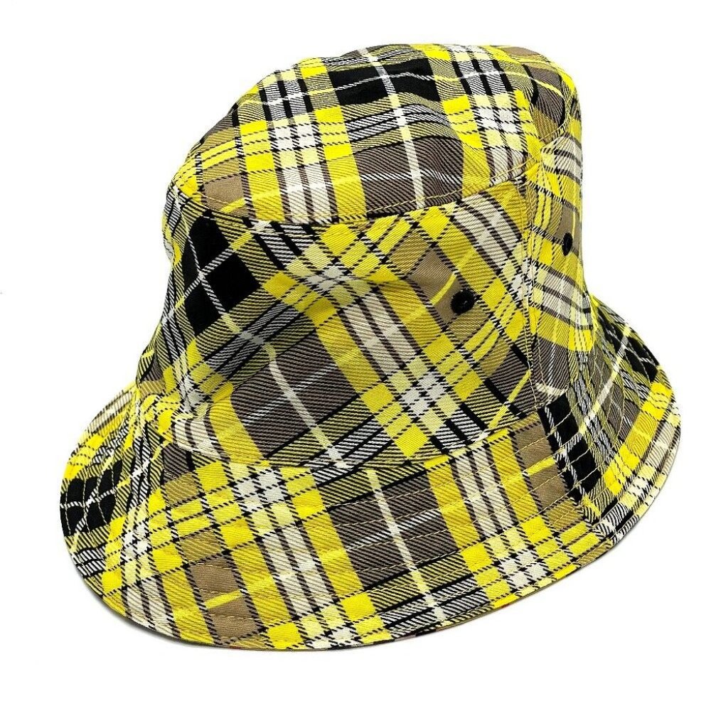 AUTH BURBERRY Vintage check reversible Bucket hat Yellow x Brown